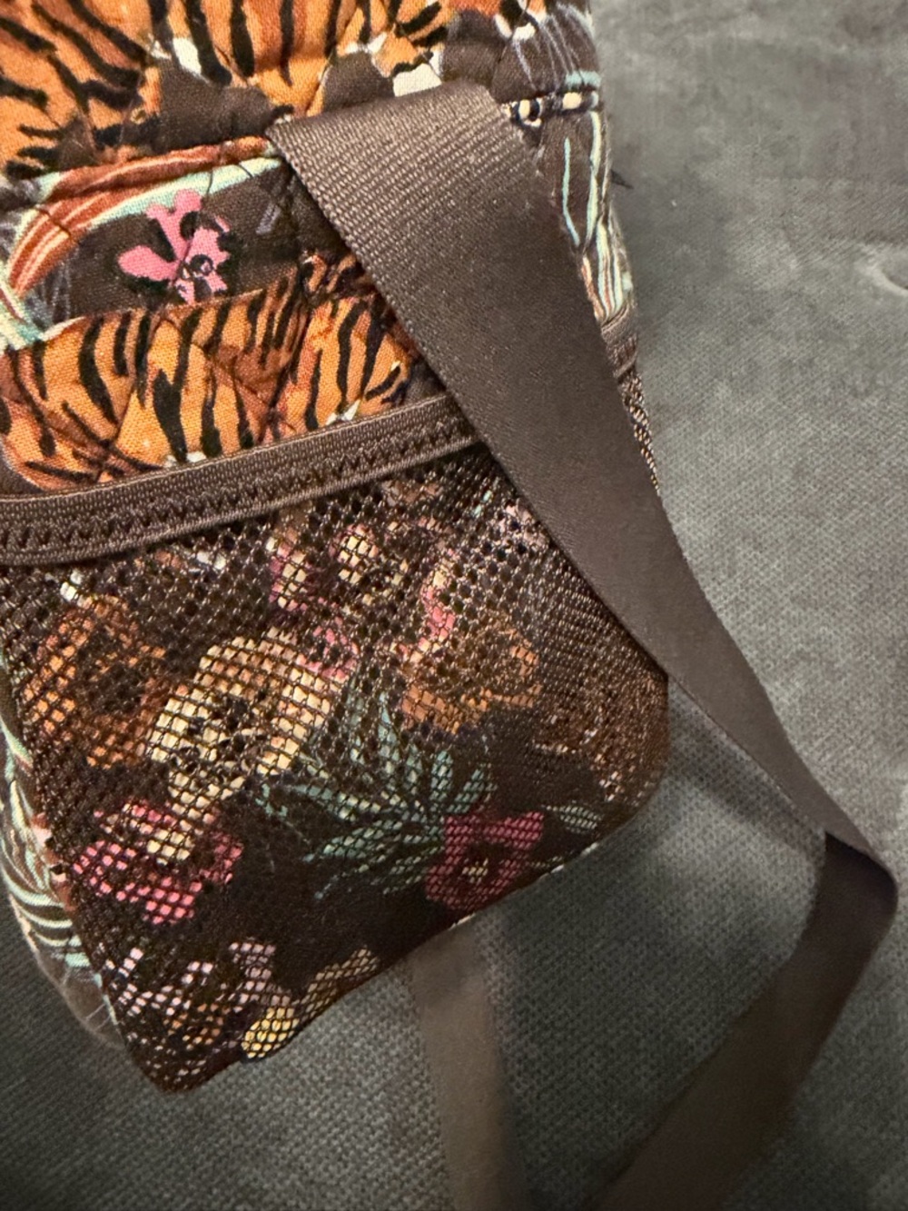 Quilted Floral Tiger Crossbody Bag in Brown - Picture 2 of 3